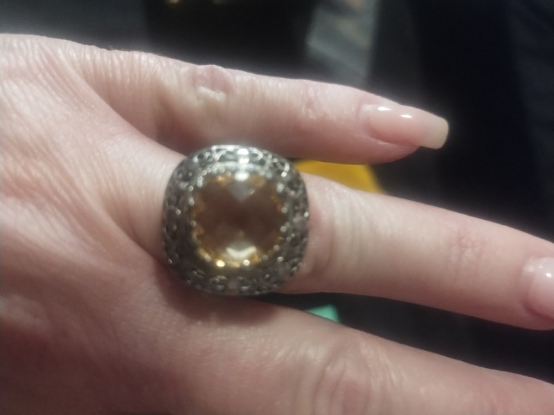 Ottoman Citrine Sterling silver size 7 Victorian ring 19.5mm