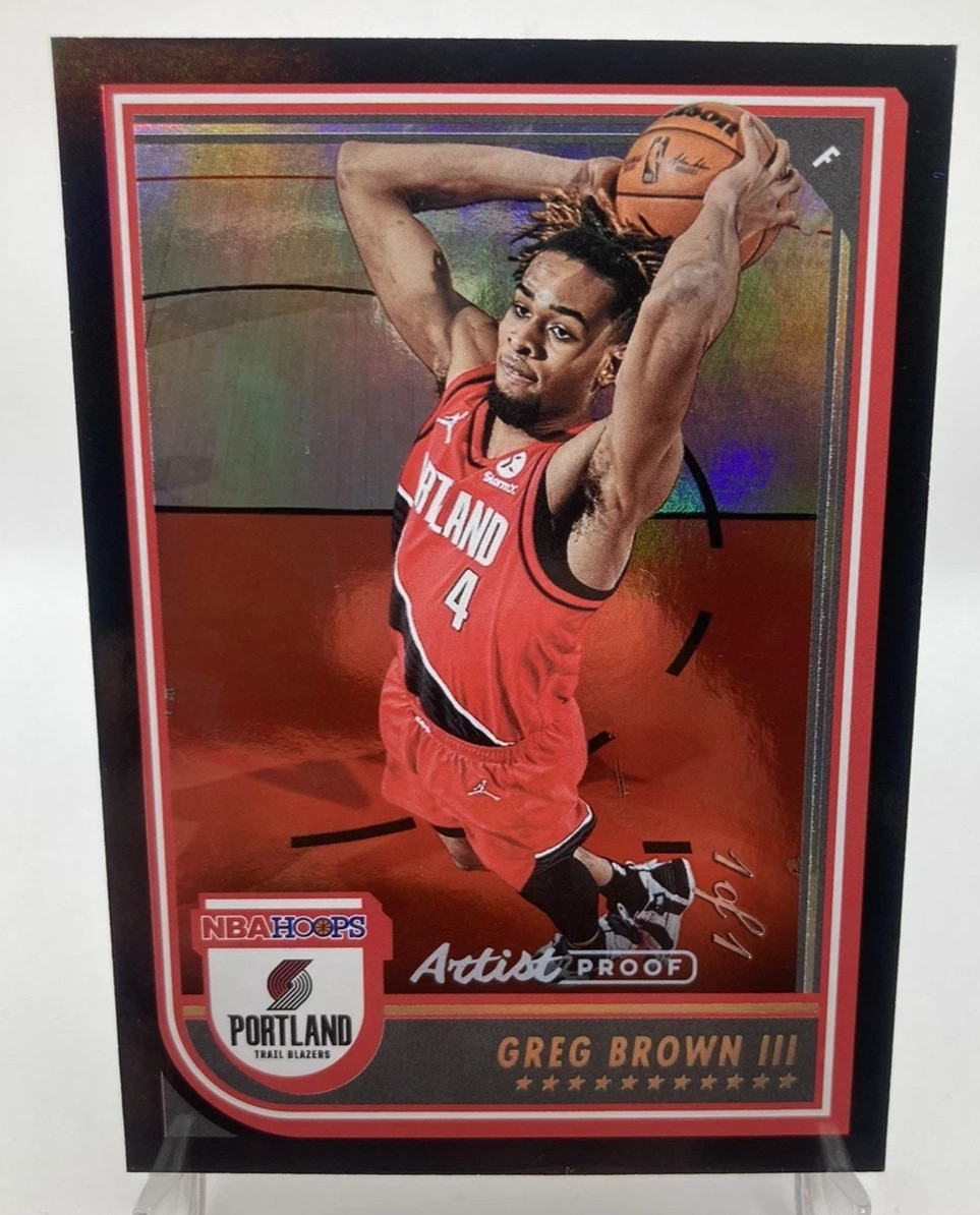 2022-23 Hoops Greg Brown III Base Black Artist Proof #1/1 Portland Trail Blazers
