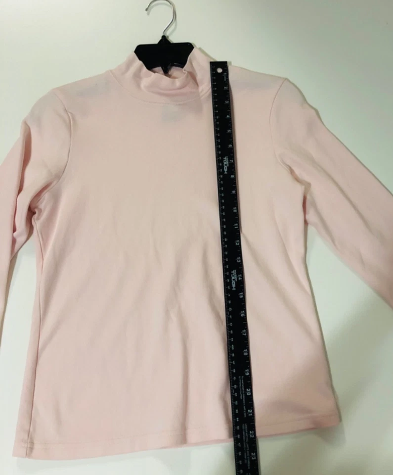 Suéter Karen Scott Mujer Rosa 100% Algodón Manga Larga Cuello Alto Camisa Talla PM Foto 4 de 4