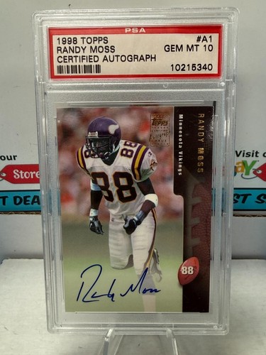 1998 Topps RANDY MOSS Autograph Rookie Card Minnesota Vikings PSA 10 GEM #2752