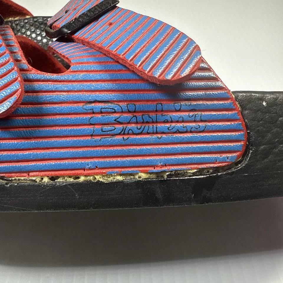 Sandalias De Colección Birki’s Birkenstock Papilio FLA Azul Rojo Rayas 3 Correas EU41 M8/W10 Foto 2 de 4