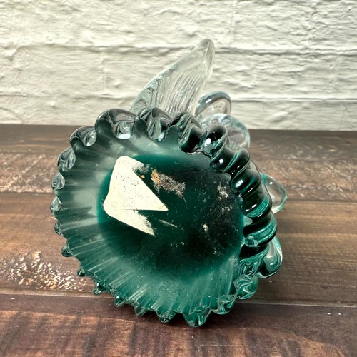 Vintage Green Hand Blown Art Glass Angel Figurine Decor 7.5" - Picture 4 of 8