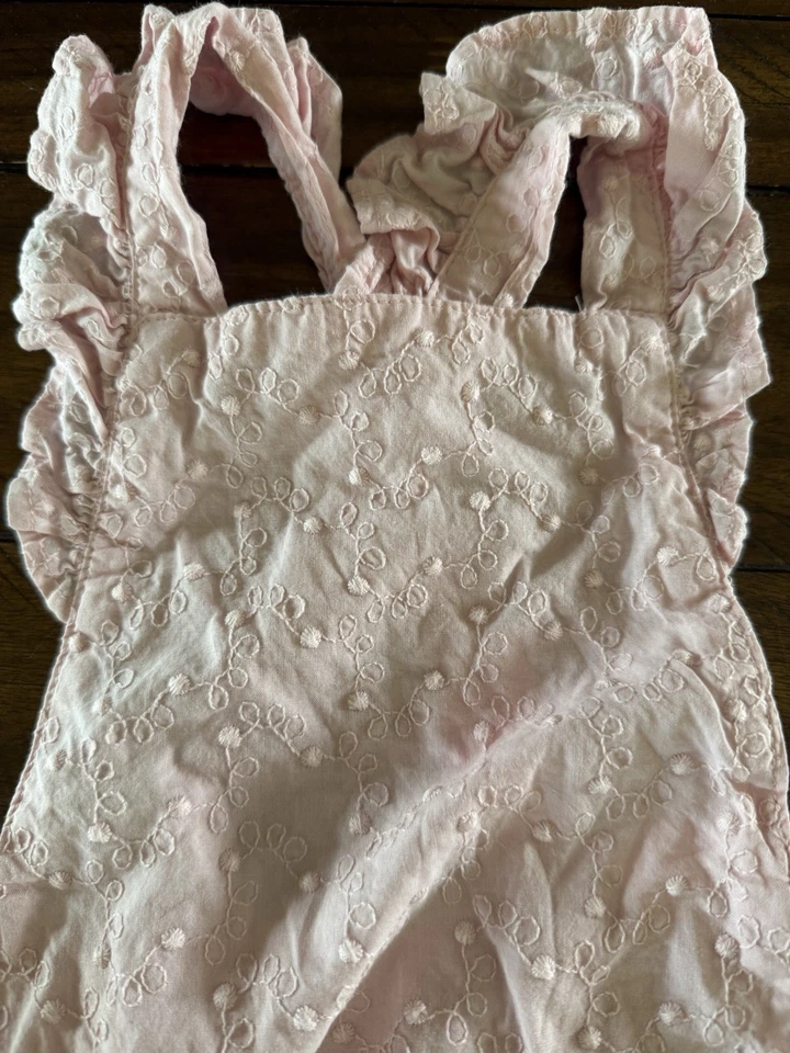 Mameluco con volantes traseros bebé niña rosa sin mangas talla 6-12M puntos y remolinos Foto 2 de 4