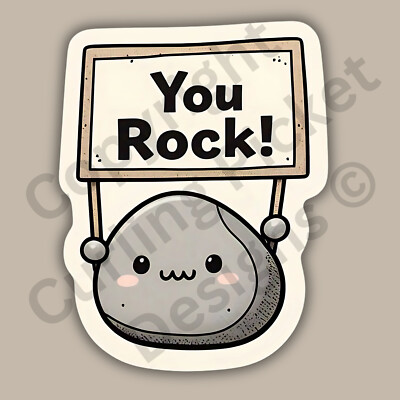 You Rock Holding Up A sign Cheering Inspiring Cute 3'' Vinyl Sticker