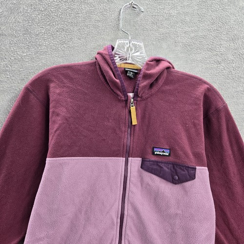 Patagonia Girls Sweater Large Purple Fleece Full Zip Mock Neck Colorblock READ - Picture 5 of 10