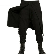 Herren Gothic Locker Drapiert Schichtung Hose Wickelrock Hose Punk Boho Hippie