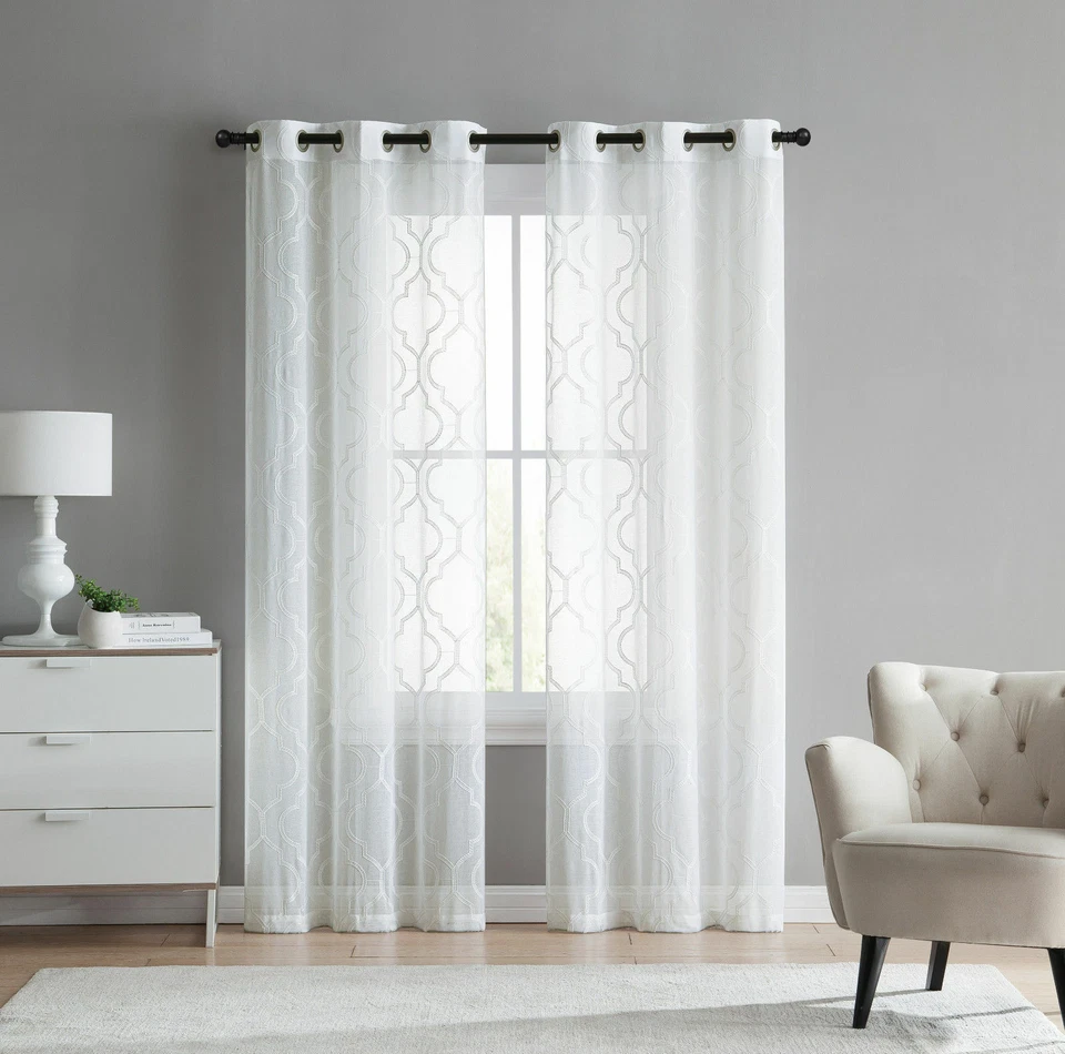 Paquete de 2: paneles de cortina de enrejado VCNY Home Charlotte - colores y longitudes surtidos Foto 4 de 4