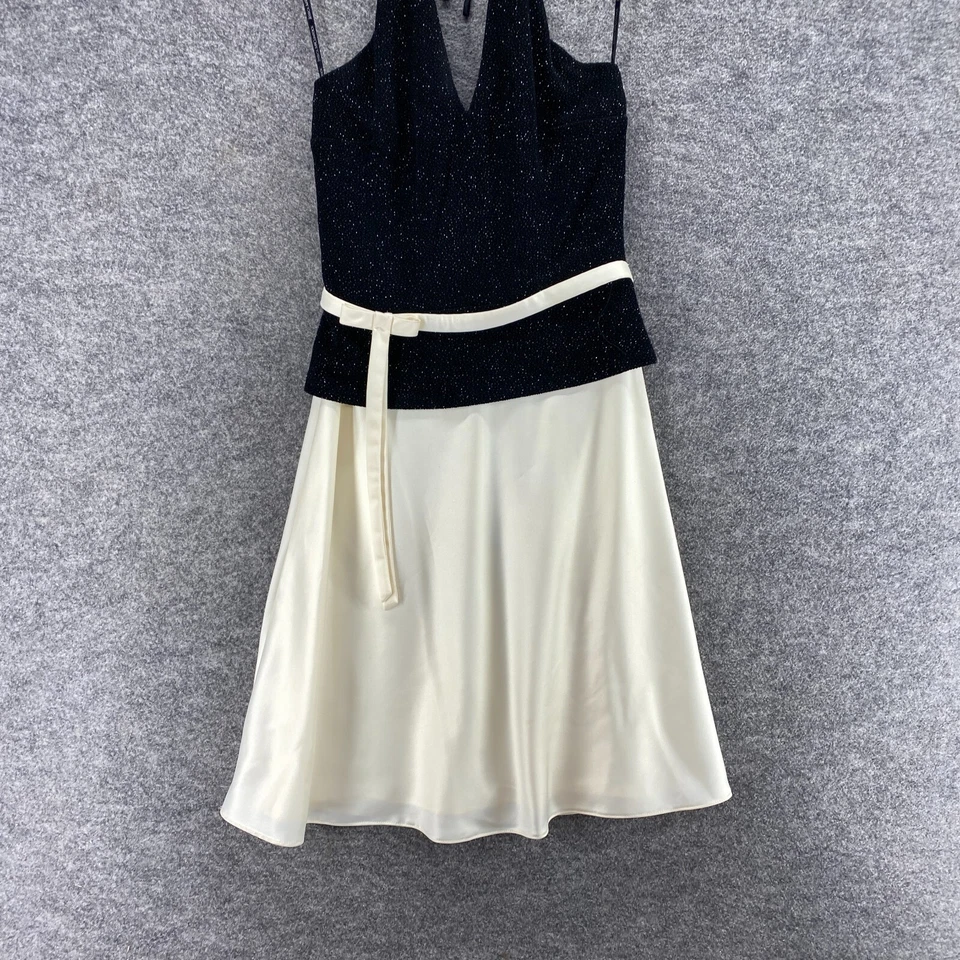 Vestido Scott McClintock Mujer 8 Negro Funda Midi Forrado Cremallera Halter Cuello Cinturón Foto 4 de 4