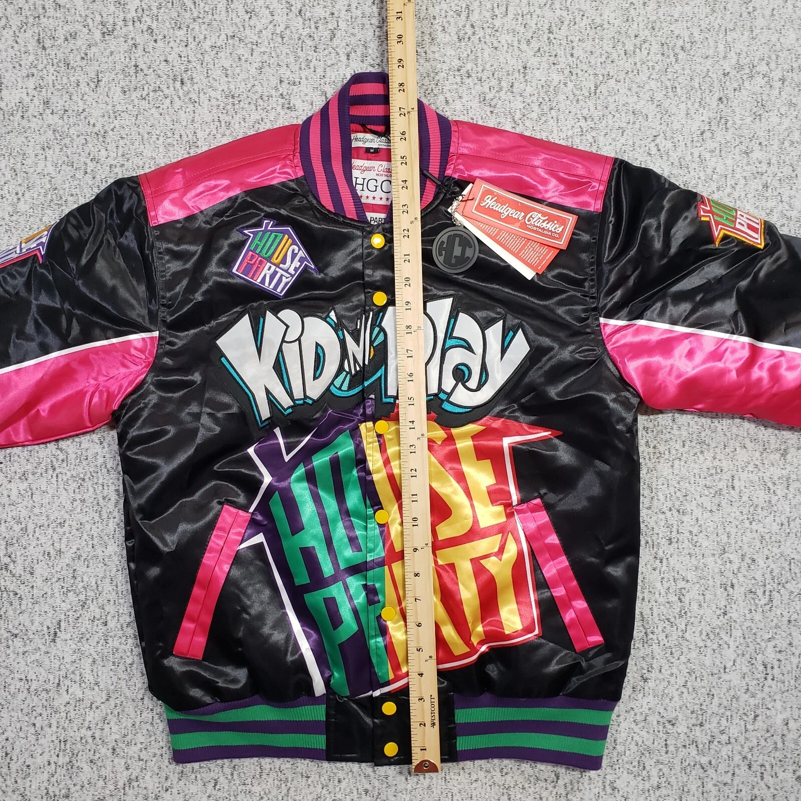 NWT Kid n Play House Party Satin Jacket Mens Medium Black Headgear Classics - product detail image 14