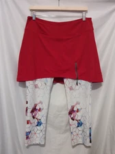 SwingDish Skort Legging Women Large Red Geo Pattern Athletic Golf Tennis