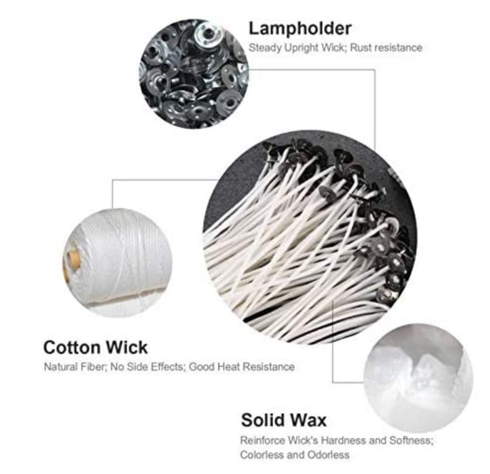50 Pre Tabbed Candle Wick 6 Inch Cotton Core MADE IN USA Candle Making