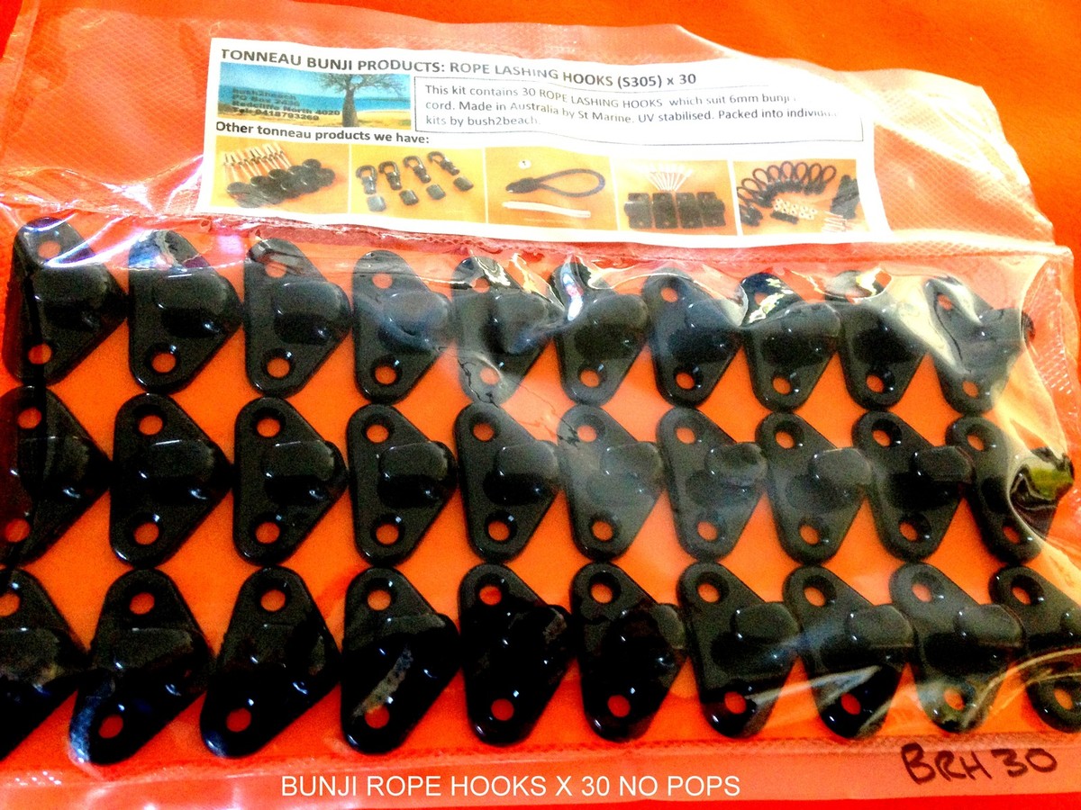 Bunji Shockcord Rope Lashing Hooks, Ute Marine Tonneau Tarp Bungee