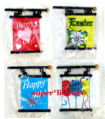 Dept. 56 Banners for Lamppost 1 each Valentine, Easter, 4th of July, Birthday