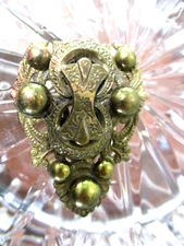 ANTIQUE BRASS DRESS & SCARF LADIES CLIP ORNATE AND BEAUTIFUL 1900'S