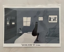 Outside, Inside LY Painter Show Card Unique Drawing Hand drawn Signed Rare 1/1