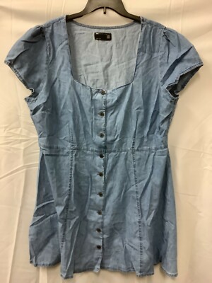 Asos Design Blouse Top Womens Size 18 Blue Square Neck Short