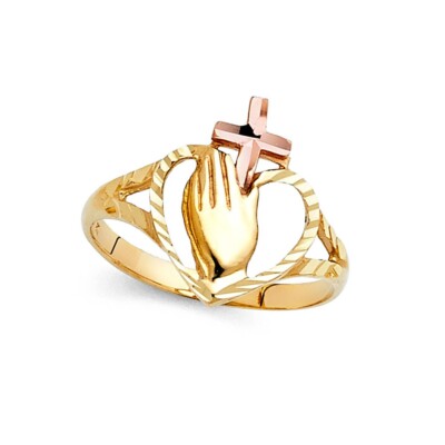 GOLD - 14K zweifarbiger religiöser Ring aus Gold