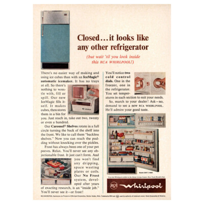 1965 Whirlpool: Closed It Looks Like Any Other Refrigerator Vintage Print Ad