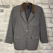 Vintage Liz Sport Plaid Tweed Blazer Petite 4 Blue Brown Academia Old Money 90s