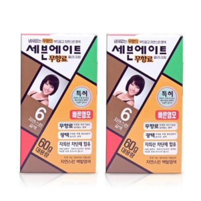 Seven Eight Color Cream Hair Dye 60g, No. 6 Natural Brown, 2EA