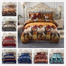 3Piece Winter Borrego Comforter Set Animal Floral Printed Bedding Set 2 Sham
