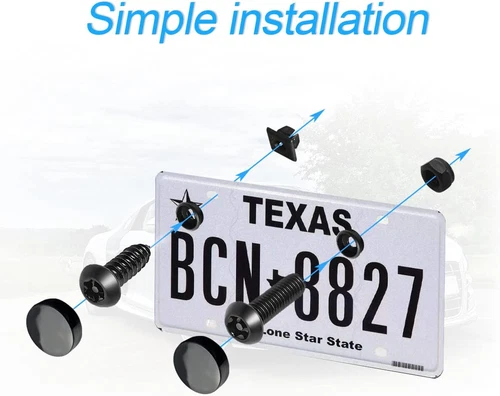42X Anti Theft License Plate Screws Stainless Steel Bolts Caps Car Fasteners Kit - Imagen 5 de 9