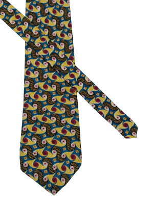 Cravate Vintage Nazareno Gabrielli En Soie Bleue Made In Italy - Large - Neuf Sans Étiquette