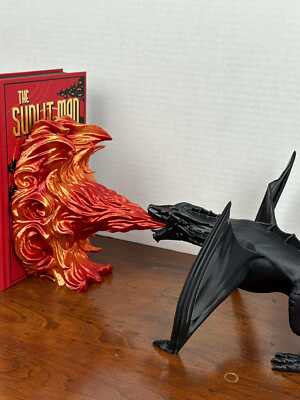 Dragon Breathing Fire Bookend/Book Nook | Bookish Decor | Unique 3D Printed Gift