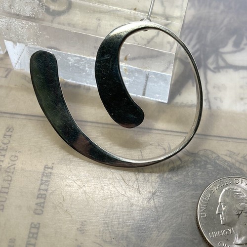 Taxco Handmade TM-6C Modernist Large SPIRAL Gleaming 925 Sterling Brooch 7.5g - Picture 8 of 10