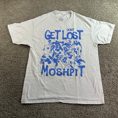 Snt Shirt Mens Large White Blue Lost The Pit Short Sleeve Casual Crewneck