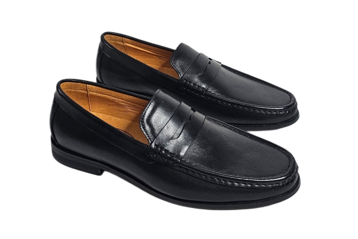 Journey West Penny Loafers Black Genuine Leather Men 7.5