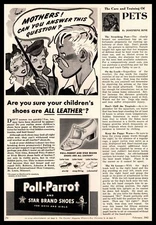 1942 Poll Parrot & Star Brand Leather Shoes For Boys And Girls Vintage Print Ad