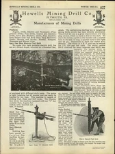 1924 PAPER AD 4 PG Howells Mine Drill Company Ingersoll Rand Coal Mining 