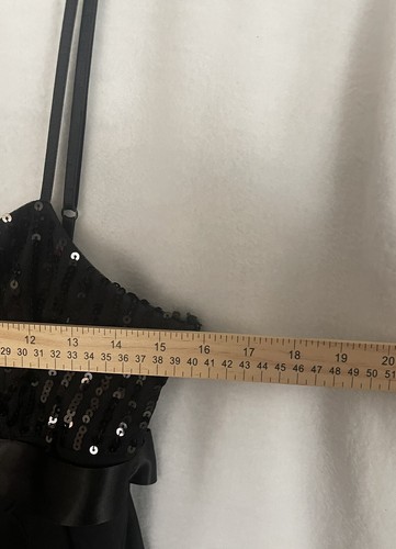 Abito Eliza J donna 8 paillettes nero chiffon volant fiocco festa cocktail - Foto 10 di 11