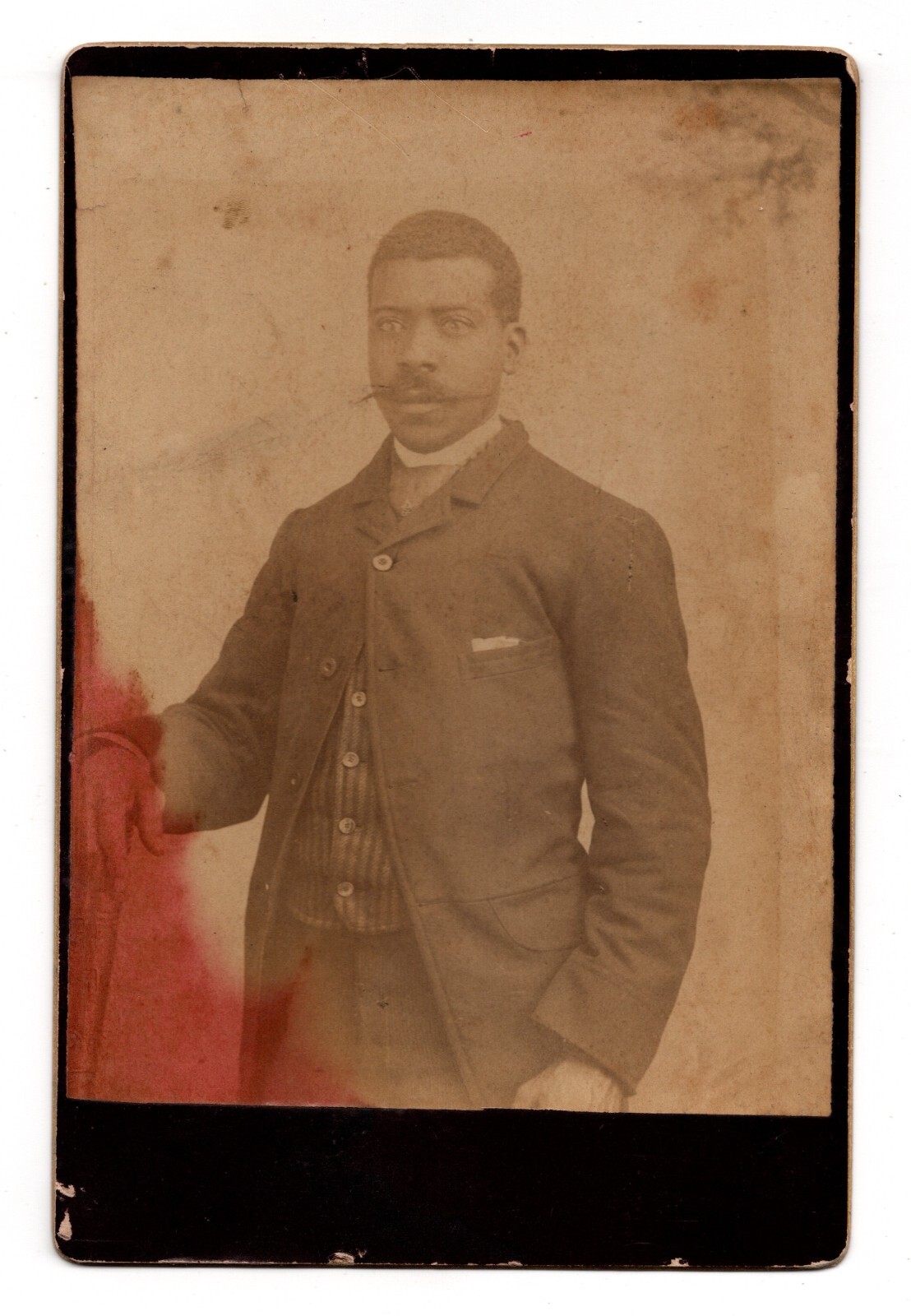 c1880s CABINET CARD AFRICAN AMERICAN MAN WITH MUSTACHE NAMED FLORENCE HARRINGTON