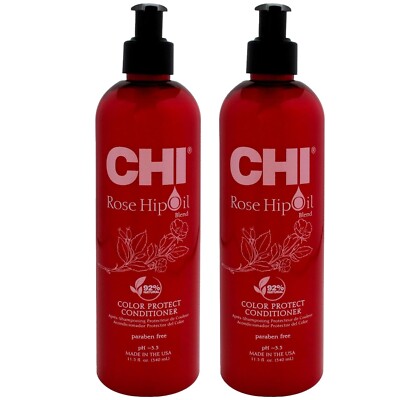 2 Pack CHI Rose Hip Oil Color Protect Conditioner 11.5 fl oz   Sulfate-Free