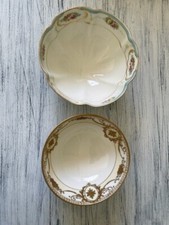 Set of Two Porcelain Footed Handpainted Bowls