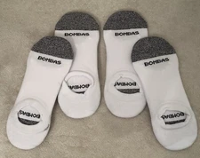 Bombas 4-Pack Unisex White/Grey No Show Socks Size Large NWOT