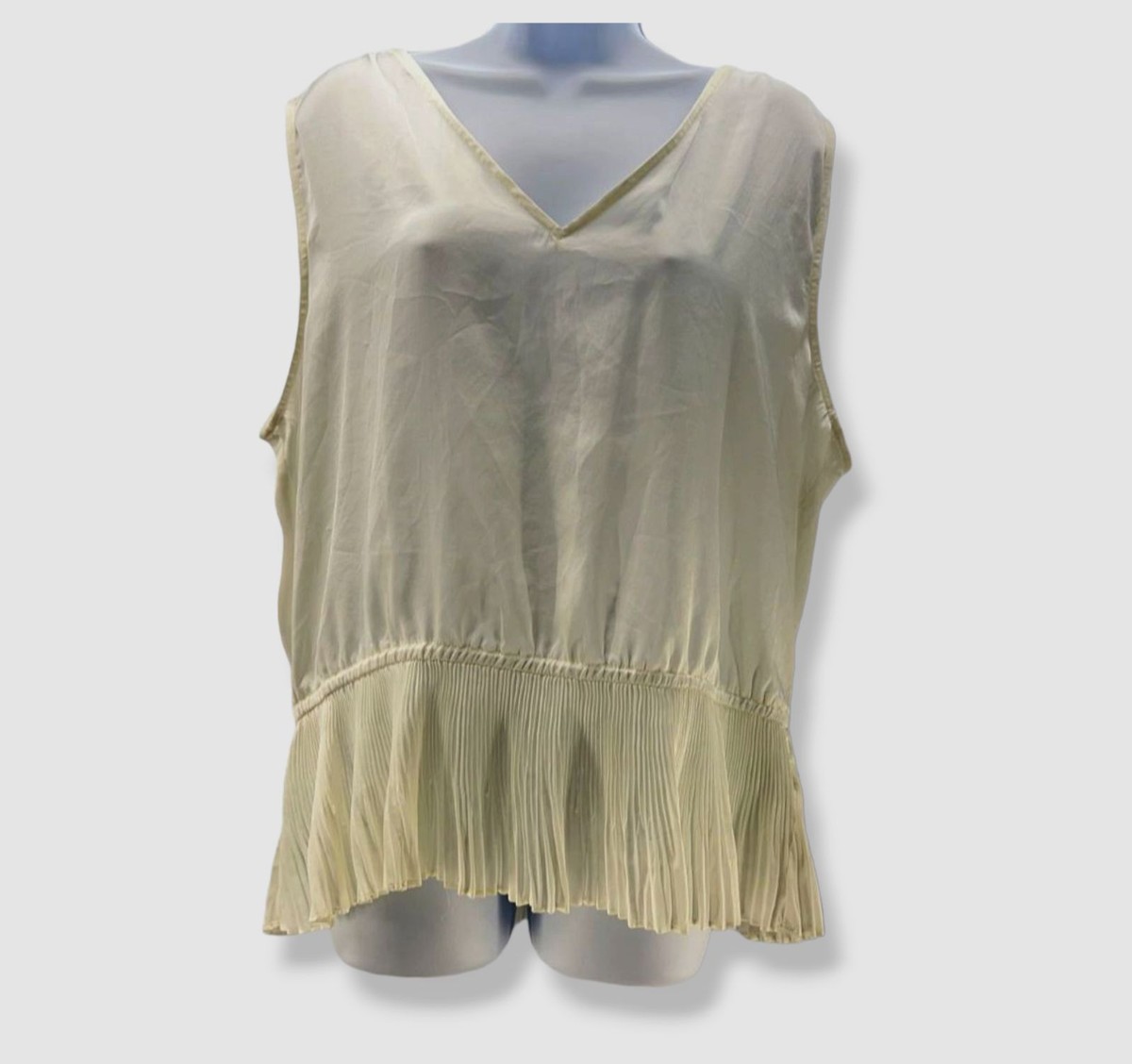売れ筋商品|||ヴィンスカムート カットソー トップス レディース Women's Cowlneck Contrast-Trim Sleeeveless Top New Ivory $79 Vince Camuto Women's Ivory Ruffled V-Neck Sleeveless
