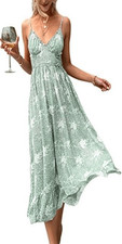 See the Shades Light Green Cream Floral Tiered Maxi Dress