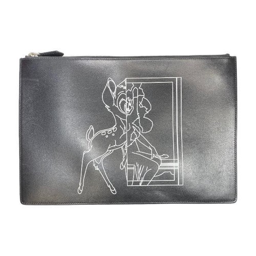 GIVENCHY Authentic Bambi PVC Black Zip Clutch Bag Accessory Case Collaboration