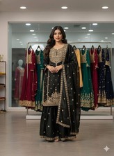 Presenting Heavy Silk Black Top Palazzo With Dupatta For Function  Party Wear