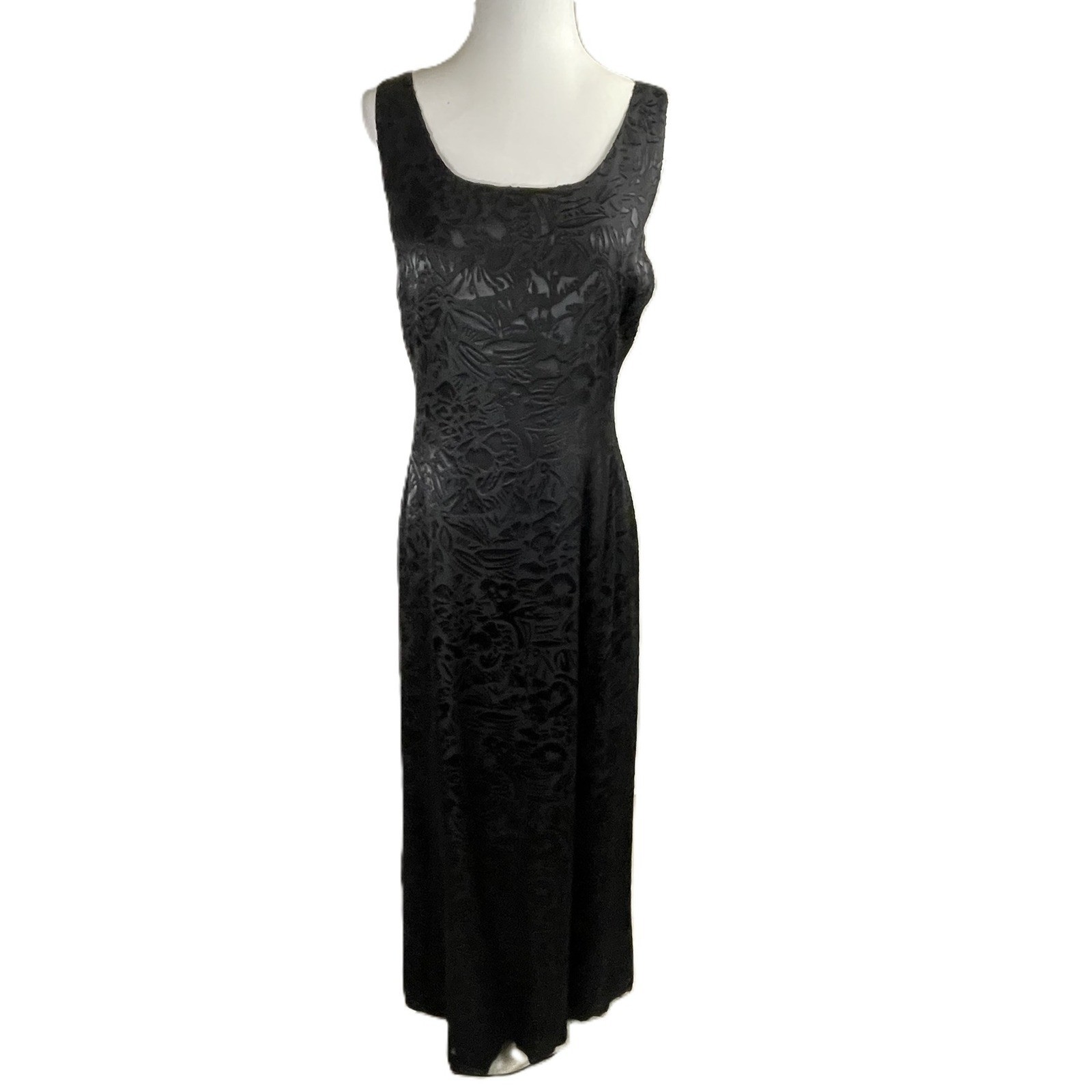 Banana Republic Size 6 Black Jacquard Maxi Dress Sleeveless Formal Evening Gown