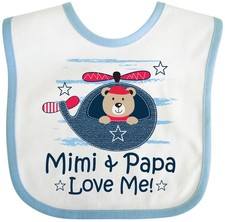 Inktastic Mimi And Papa Love Me Boys Baby Bib Childs Shower Grandchildren Infant