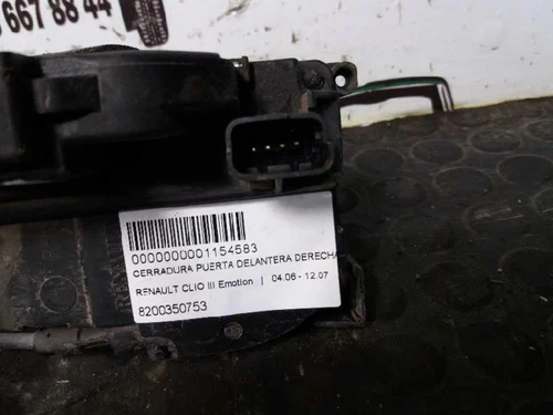 8200350753 Cerradura Puerta Delantera Derecha para RENAULT CLIO III 2007 1154583 - Imagen 2 de 10