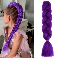 Rumi Hair Long Purple Braid Ponytail 24 Inches Pre Stretched Purple Hair Extensi