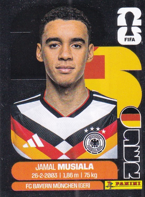 Panini 2026 World Cup Sticker No. GER 15 Jamal Musiala Special Grey