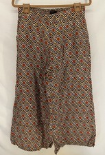 Women  s Tahari Abstract Print 100 Linen Wide Leg Cropped Pants Size L