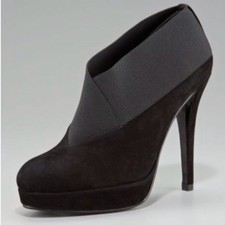 Stuart Weitzman Black Suede  Stretch Fabric Platform Pumps Size 8