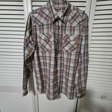 Vintage 90s Wrangler Mens Pearl Snap Shirt Size M Plaid Western Cowboy Soft